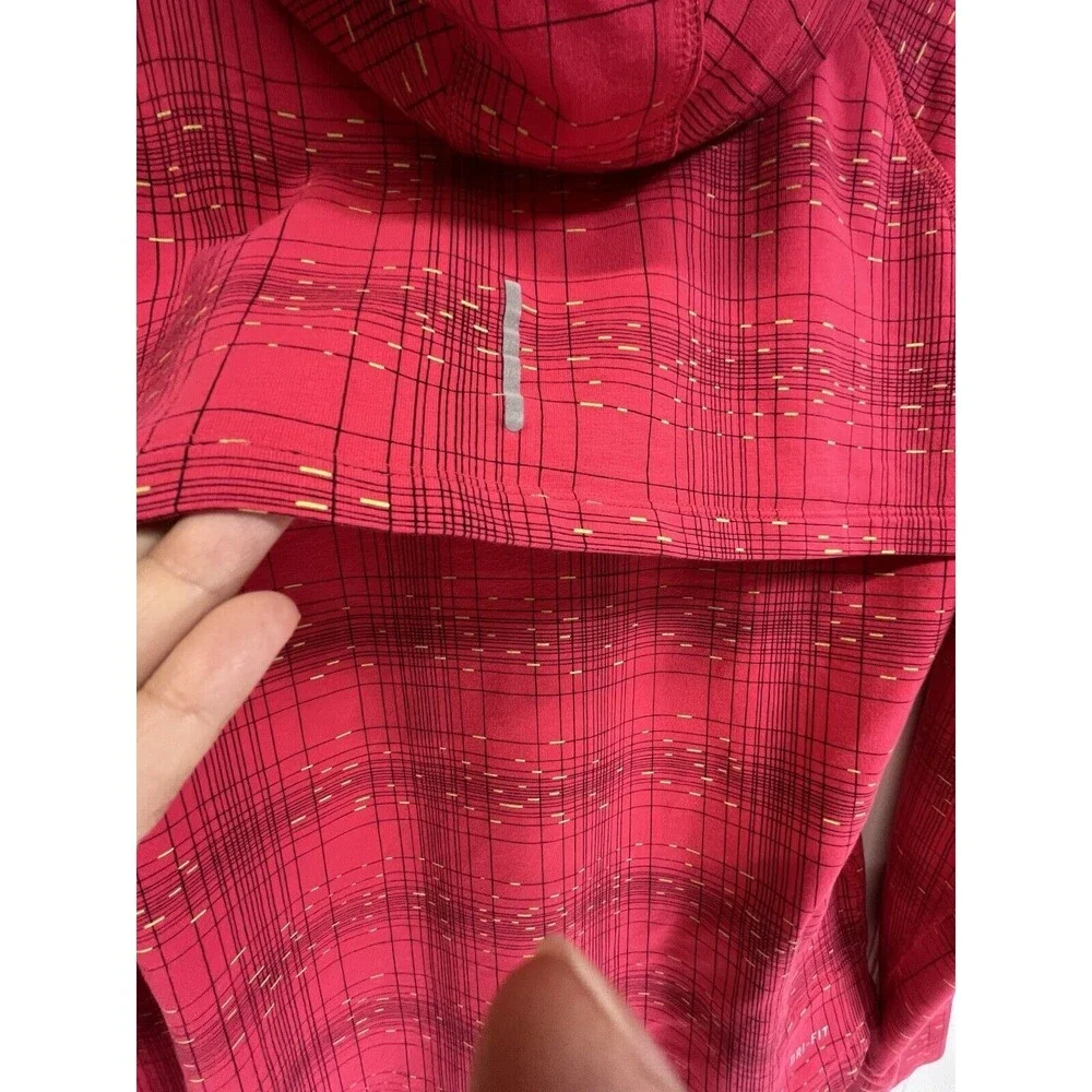 Womens Nike Dry Fit Hooded Pullover Athletic Jacket Hot pink Techno Print.Sz Med